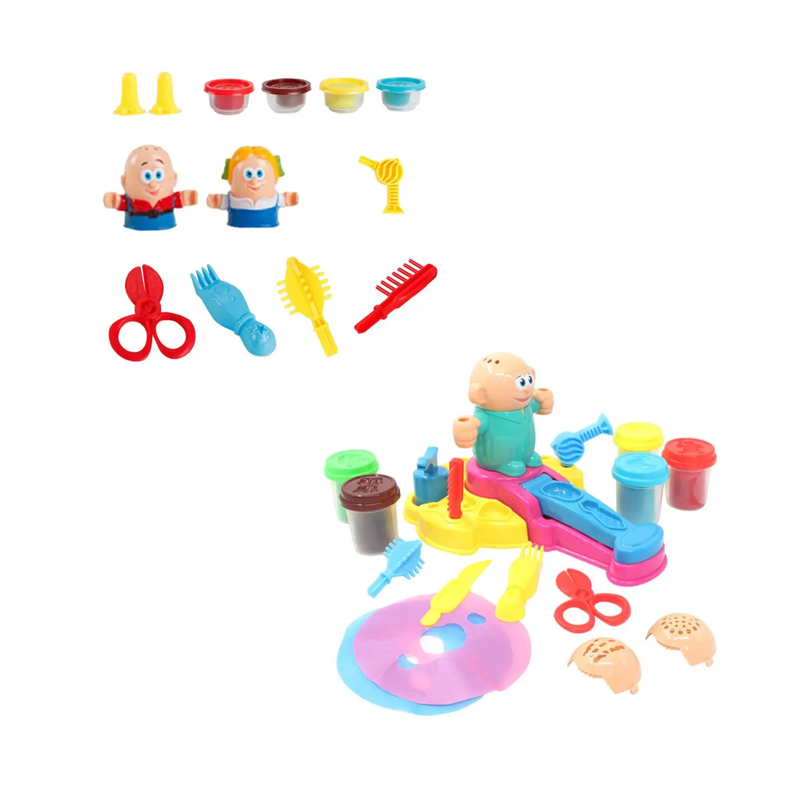 لون العجين حلاقة Playset بلايدووغ شكل أداة قطع المصمم لعبة صالون حلاقة لعب لعيد ميلاد الاطفال الفتيات هدية عيد الأطفال