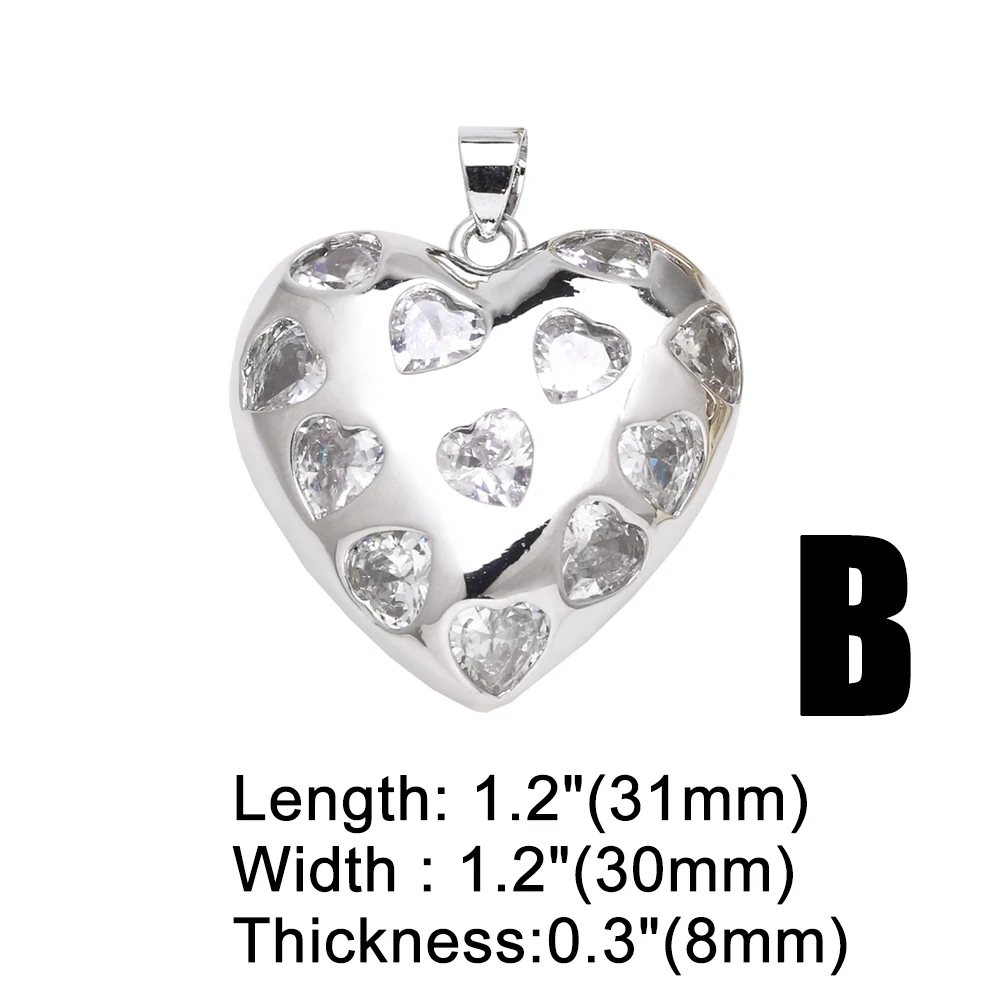 OCESRIO Trendy White Mini Crystal Heart Pendant for Necklaces Copper Gold Plated Handmade Jewelry Making Component pdtb728