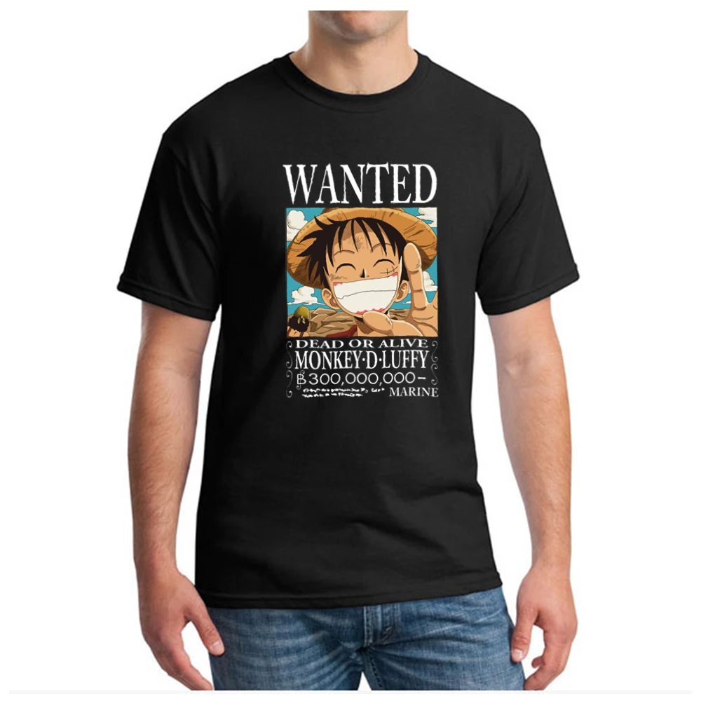 T Shirt Man Monkey Luffy Unique One Piece Anime Summer Casual Printing Short Comfortable O-neck