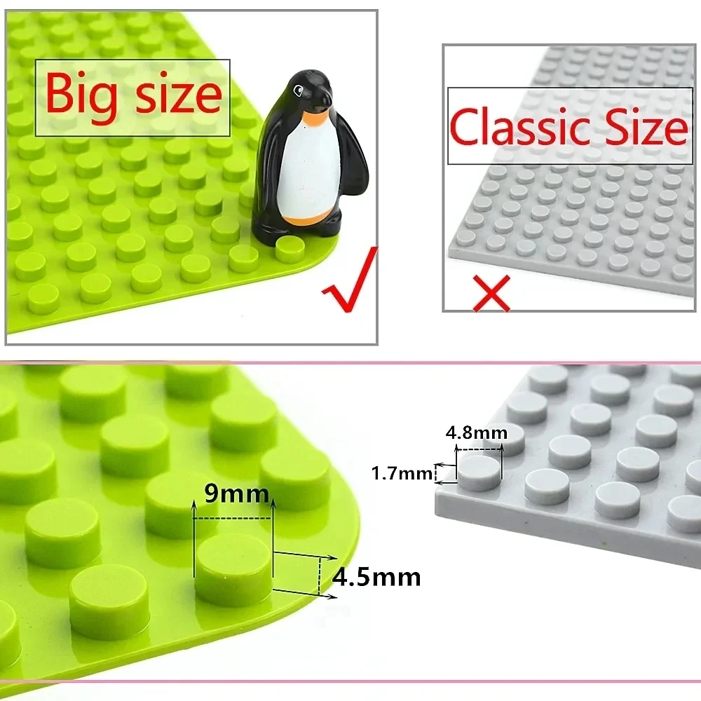 Big Size BasePlate Brick 16x16 12x12 City Big Dots Base plate Building Blocks Compatible Duploe Assembly Single Side Large Brick