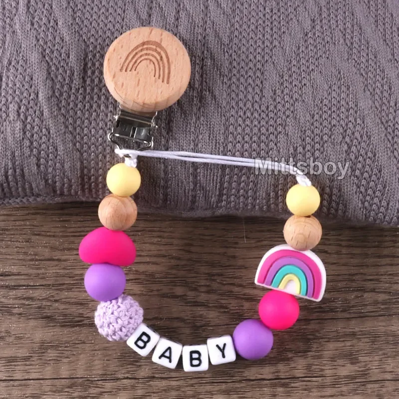 Custom Handmade Silicone Rainbow Pacifier Clip Gift