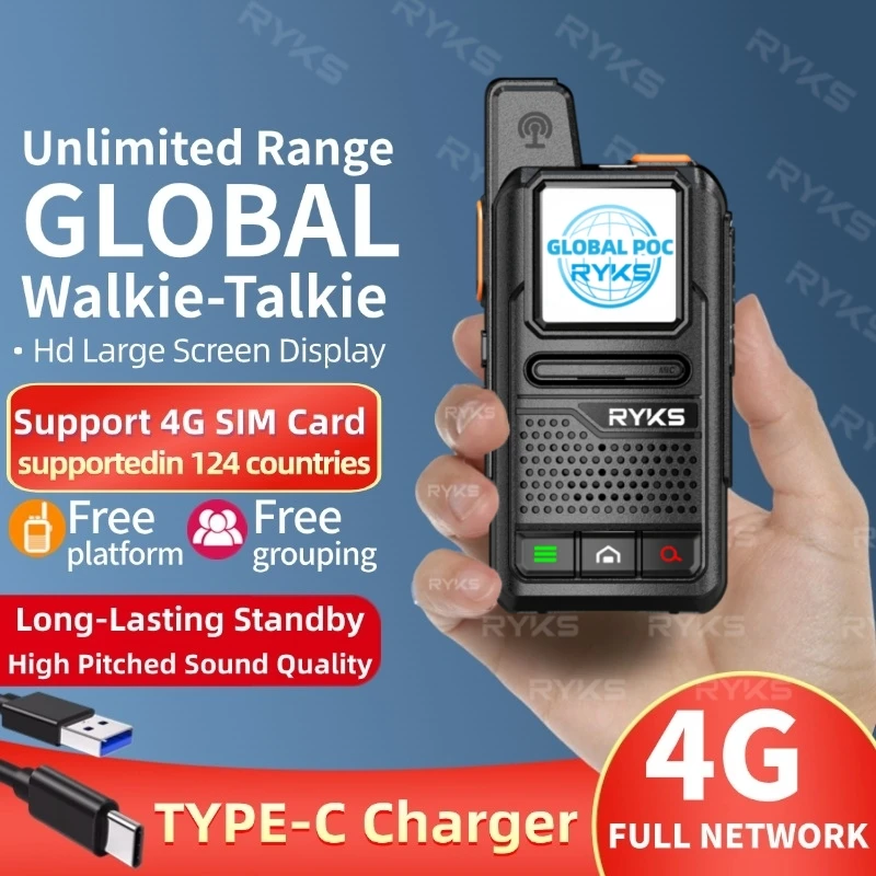 4G PoC Internet Two-Way Radio MINI Sim Card Global-Intercom walkie talkie long range 5000km pair (no fee) Intercom platform