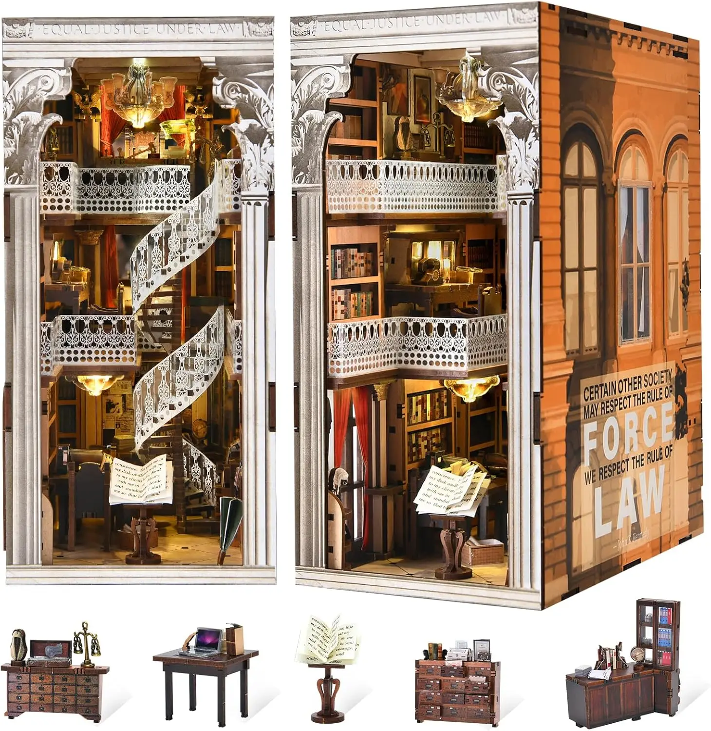 Book Nook Kit, DIY Dollhouse Booknook, Book Nook Miniature Kit for Bookshelf Insert Decor Crafts for Adults Teen Halloween, 3D W