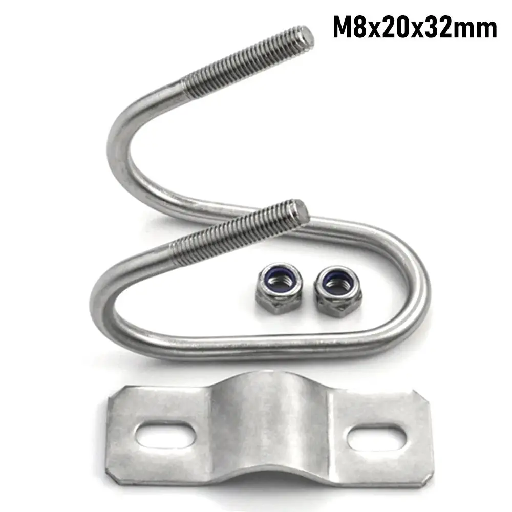 1Pcs Durable Double U-Cross U Bolt Cross Clamp Steel Connector Hose Clamp Screw Scaffolding Fixing Tube Pipe Clip