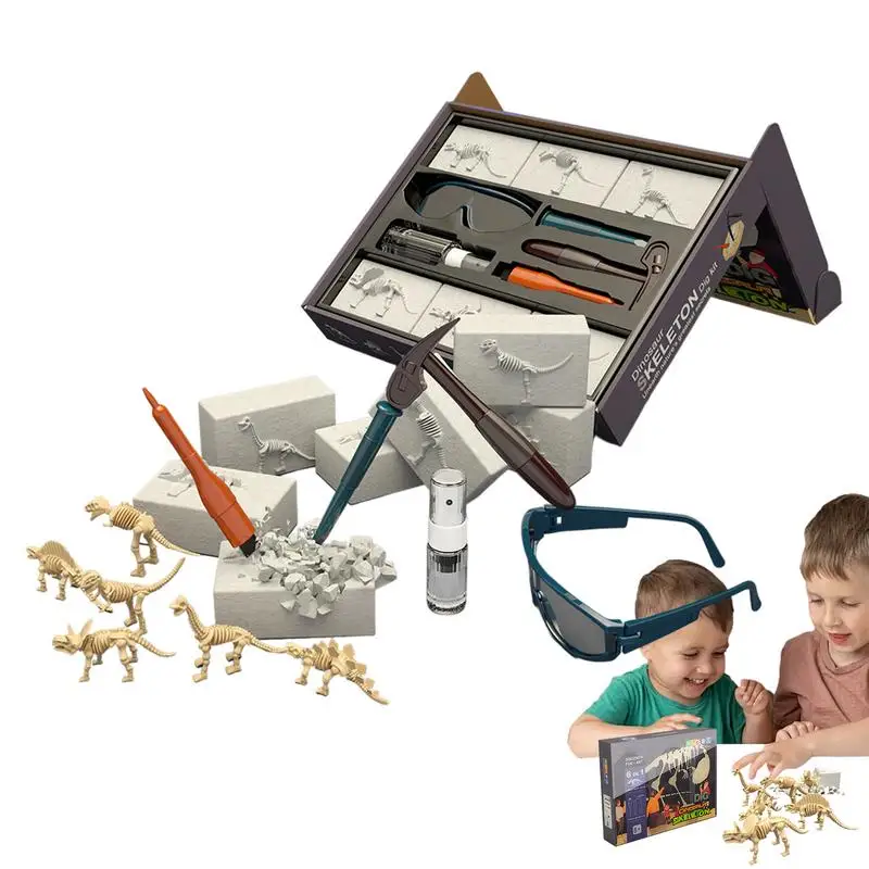 

Dinosaur Fossil Excavation Kit Dinosaur Fossil Excavation Toy Digging Kit Parent-Child Interactive Toys Students Science