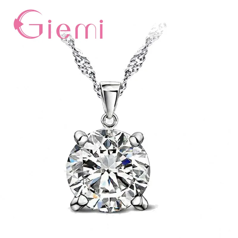 Gorgeous Austria Crystal Stone Pendant Necklace Wedding Jewelry for WomenAuthentic 925 Sterling Silver Chain Female Gifts