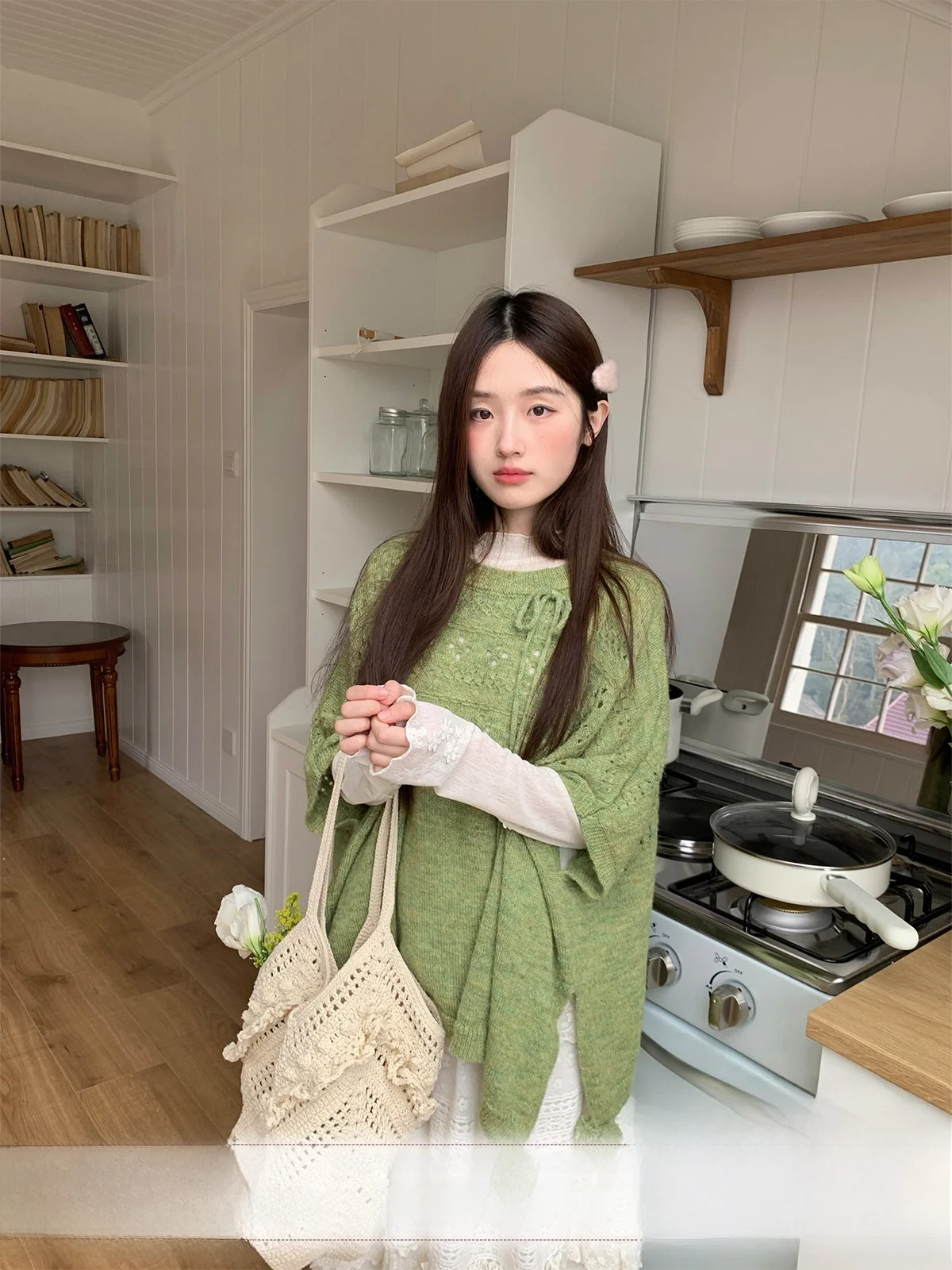 

Вязаный свитер Mucha из ажурной ткани для женщин, универсальный весенний топ, трикотажное изделие