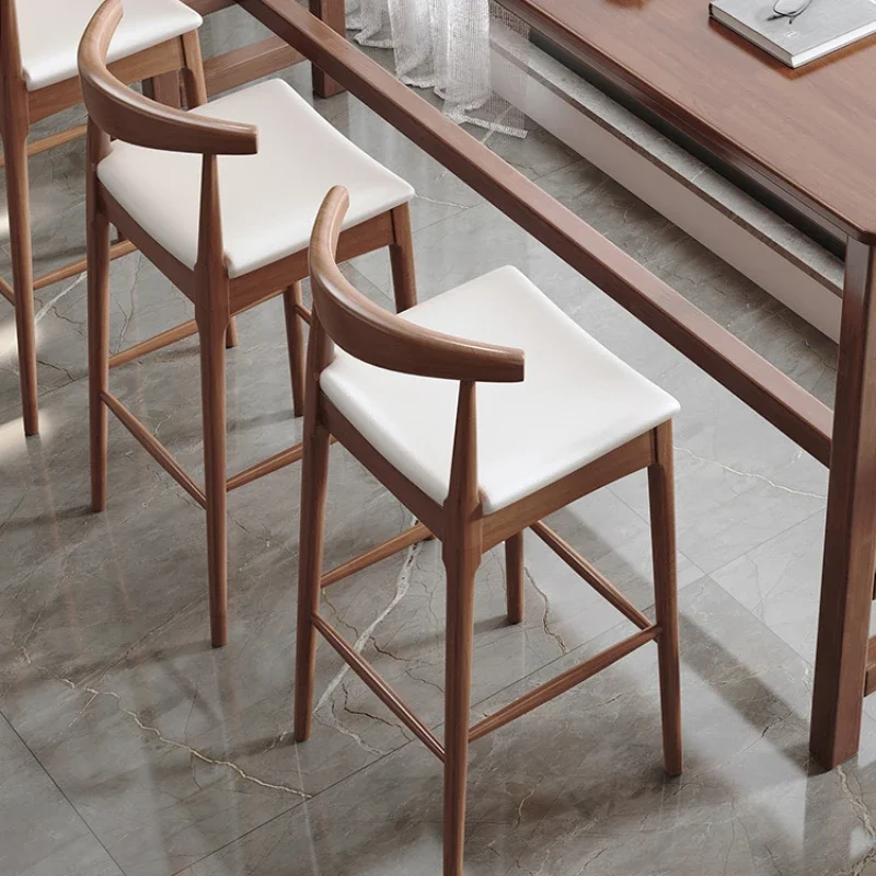 Nordic Modern Minimalist Bar Chairs Home Restaurants Bars Cafes Light Luxury Designers Solid Wood Seating Surfaces Furniture