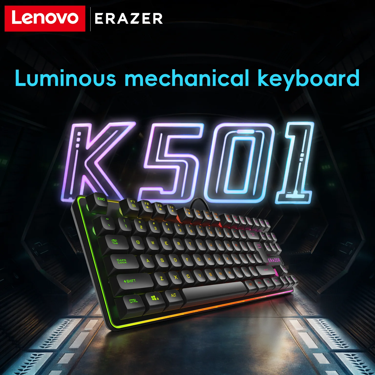 

Проводная клавиатура Lenovo ERAZER, 87 клавиш, RGB-подсветка, механическая, с защитой от фантомных нажатий, эргономичная игровая клавиатура для ПК, ноутбука, офиса