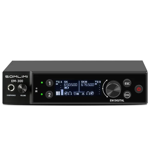 Imagen 2 del producto SOMLIMI EM-300 UHF True Diversity sistema con micrófono inalámbrico para Karaoke actuaciones en escenario micrófono inalámbrico profesional