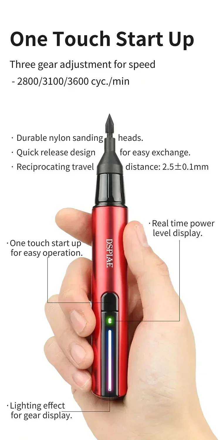 USB Mini Oszillierender Schleifstift, Tragbares Elektrisches Polier- und Schleifwerkzeug mit 3 Stück Selbstklebenden Schleifpapierköpfen – Detail 3