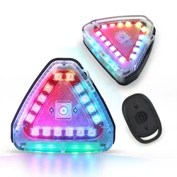 Colorful USB Rechargeable LED Car Light, RGB Color Wireless Remote Control Flashing Warning Light, Multi-modal Car Decorative