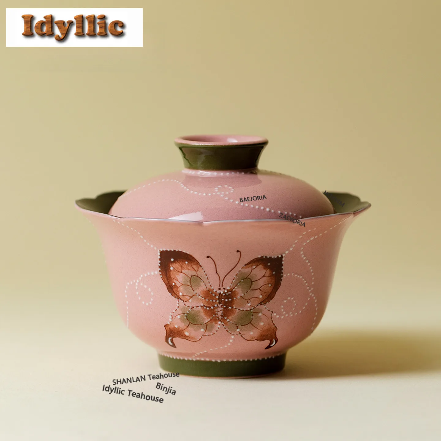 120ml White Butterfly Fancy Top Gaiwan Luxury Tea Tureen Tea Bowl With Lid Kit Tea Brewing Cover Bowl Kung Fu Tea Set Ornaments