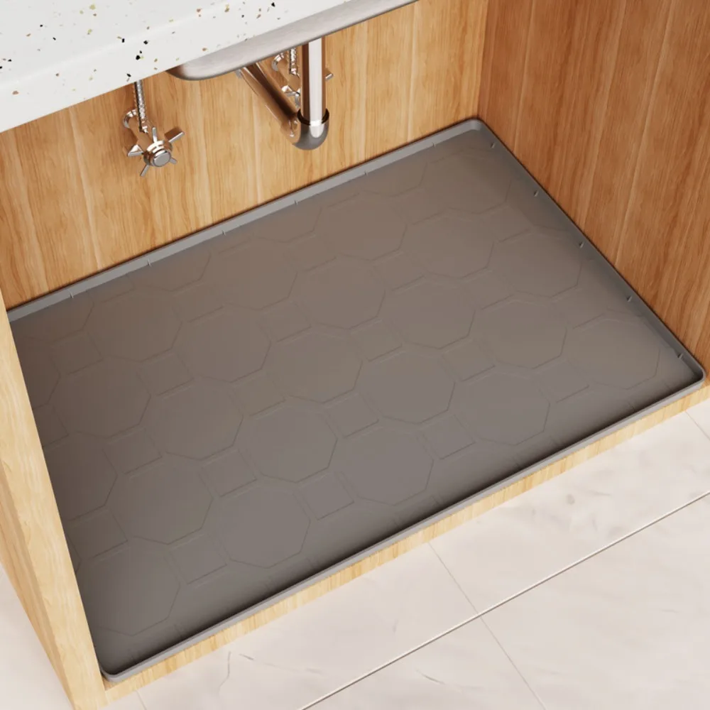 

34" x 22" Under Sink Mat Silicone Waterproof Under Sink Organizer Easy to Clean Flexible Pet Feeding Mat for Kitchen Bathroom