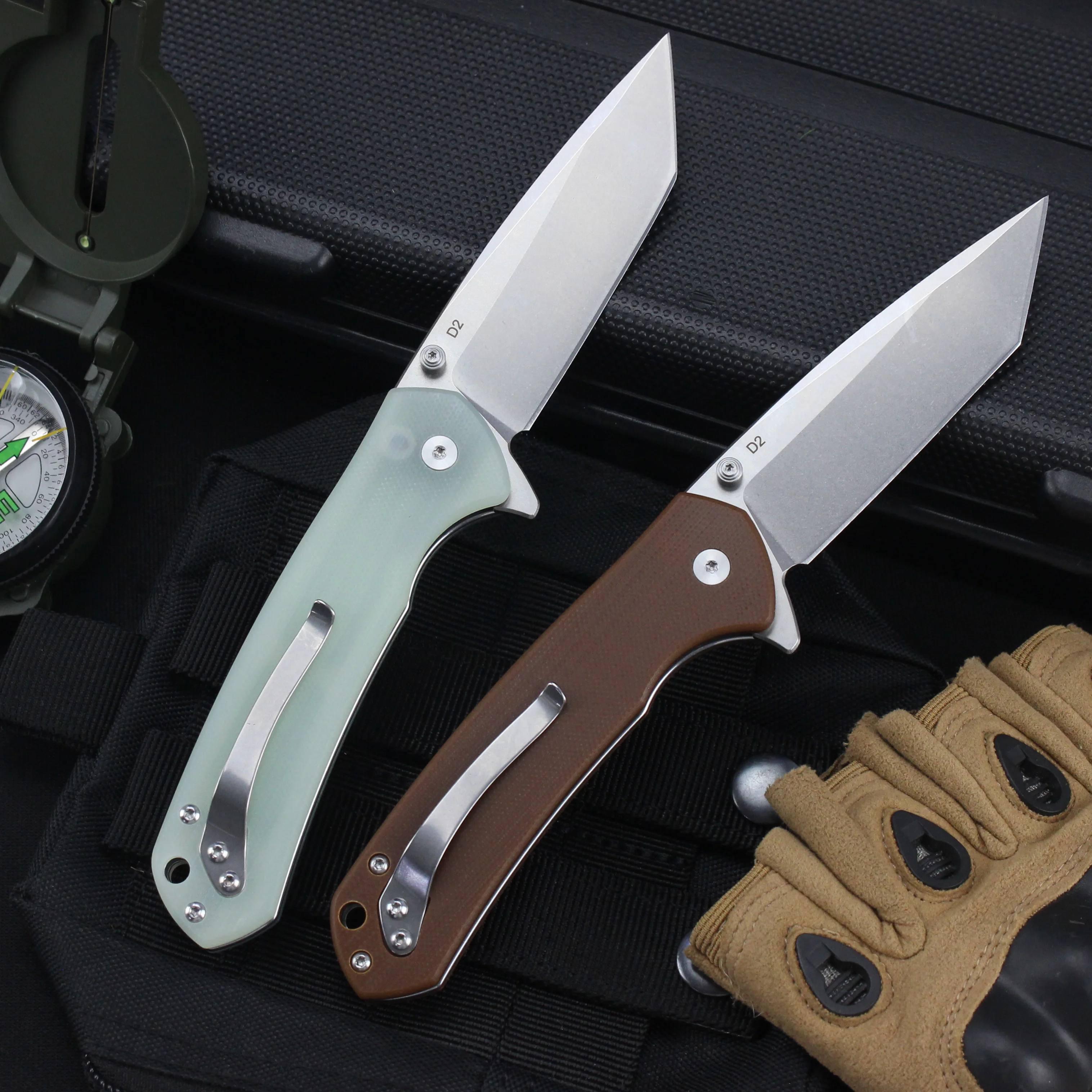 Outdoor Folding Knife D2 Steel Blade G10 Handle Camping Hunting EDC Pocket Knives For Men Multi functional Tool