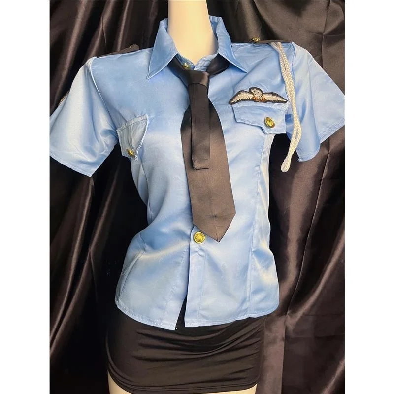 

Sexy loween Police Women's Costume ort Skirt Set Fitting Role-plang Outfit Night Club Straight Leg Low Waist orts