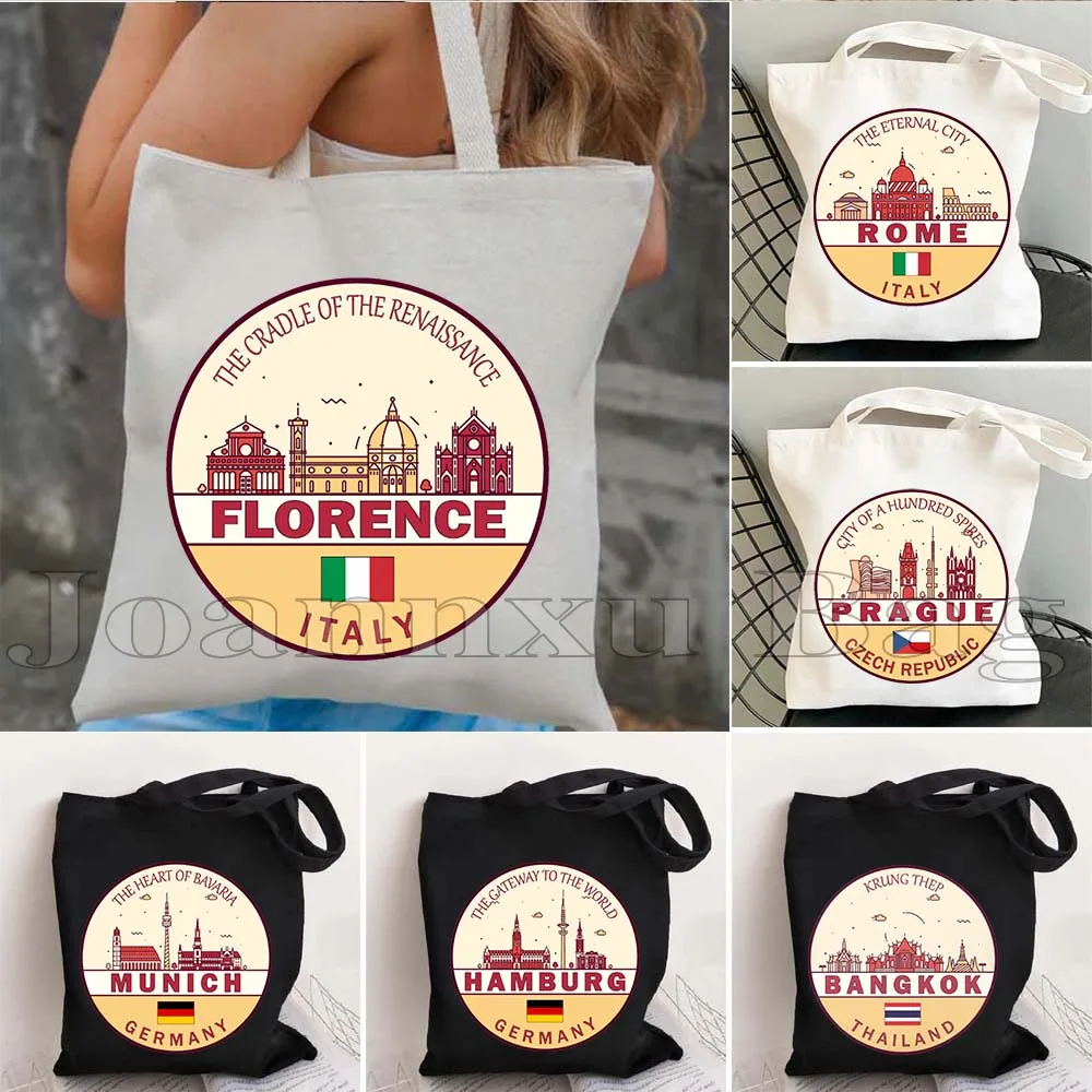 

Berlin Chicago Florence Las Vegas Rome Munich Vienna Warsaw Bangkok ZURICH France Italy Florence Skyline Emblem Tote Bag Handbag