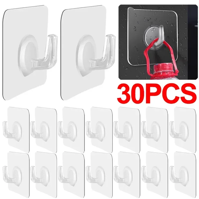 

Hooks Adhesive Heavy Door Kitchen Transparent Rack Load Wall 30/5pcs Keys Self Towel Bathroom Holder Hangers Hooks Organizer
