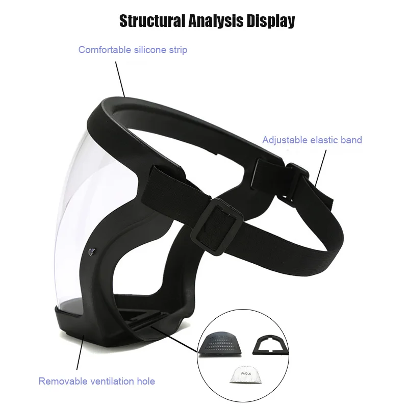 Masque facial complet Transparent haute définition, Anti-buée, Anti-poussière, prévention des fumées d'huile, masque de protection de cuisine avec filtre
