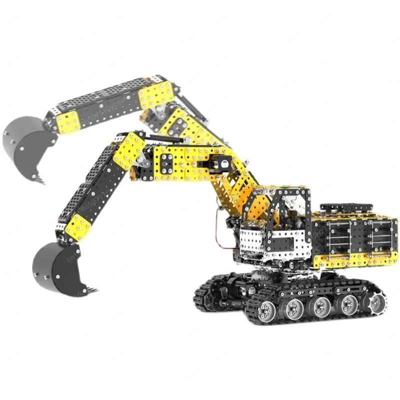 Difficult mechanical remote control electric assembly model, adult toy assembly building block metal precision excavator