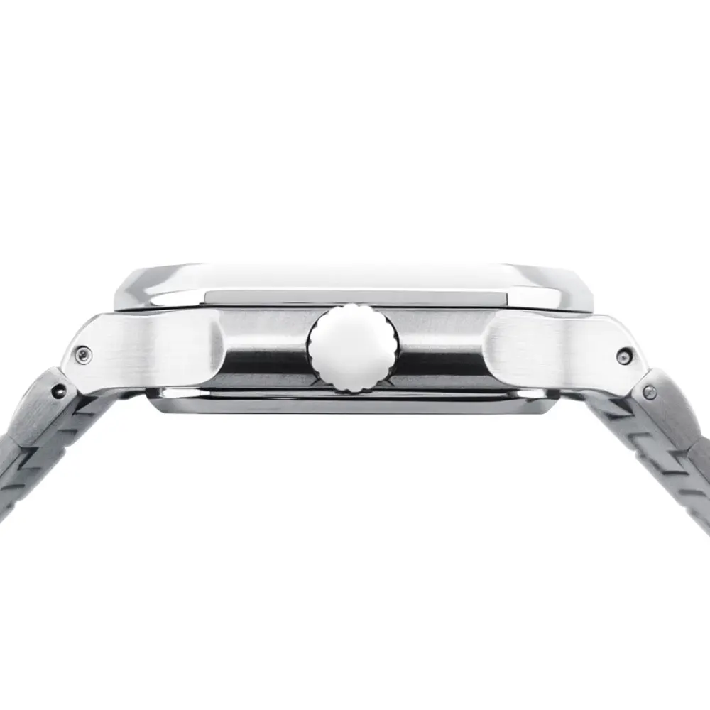 Relógio masculino quadrado de luxo com logotipo personalizado, 44mm, automático, nh35/miyota, prata, ouro rosa, à prova d'água, mecânico