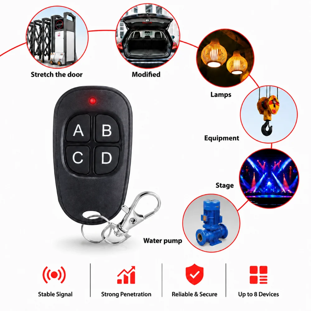 FUNNYSHIELD 1/2/3/4/5PCS 433MHZ Copy Remote Control 4CH Cloning Code Electric Garage Door Opener Controller Duplicator Car Key