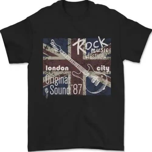 London Rock Gig Retro Guitar Flyer Mens T-Shirt 100% Cotton