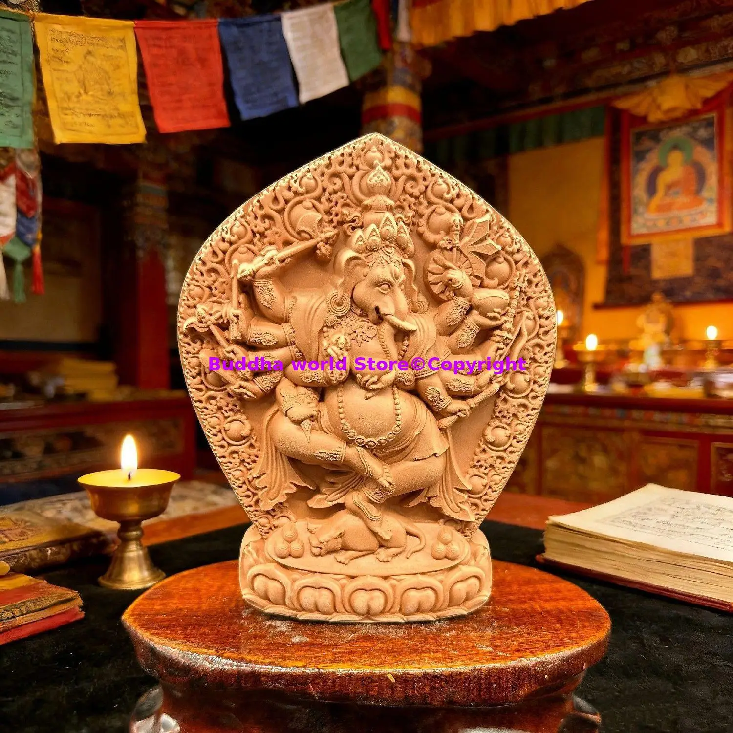 Thai Buddhism Ganesha Elephant Deity of Prosperity Handmade pottery clay buddha Holy tsha-tsha Buddhist temple monk worship
