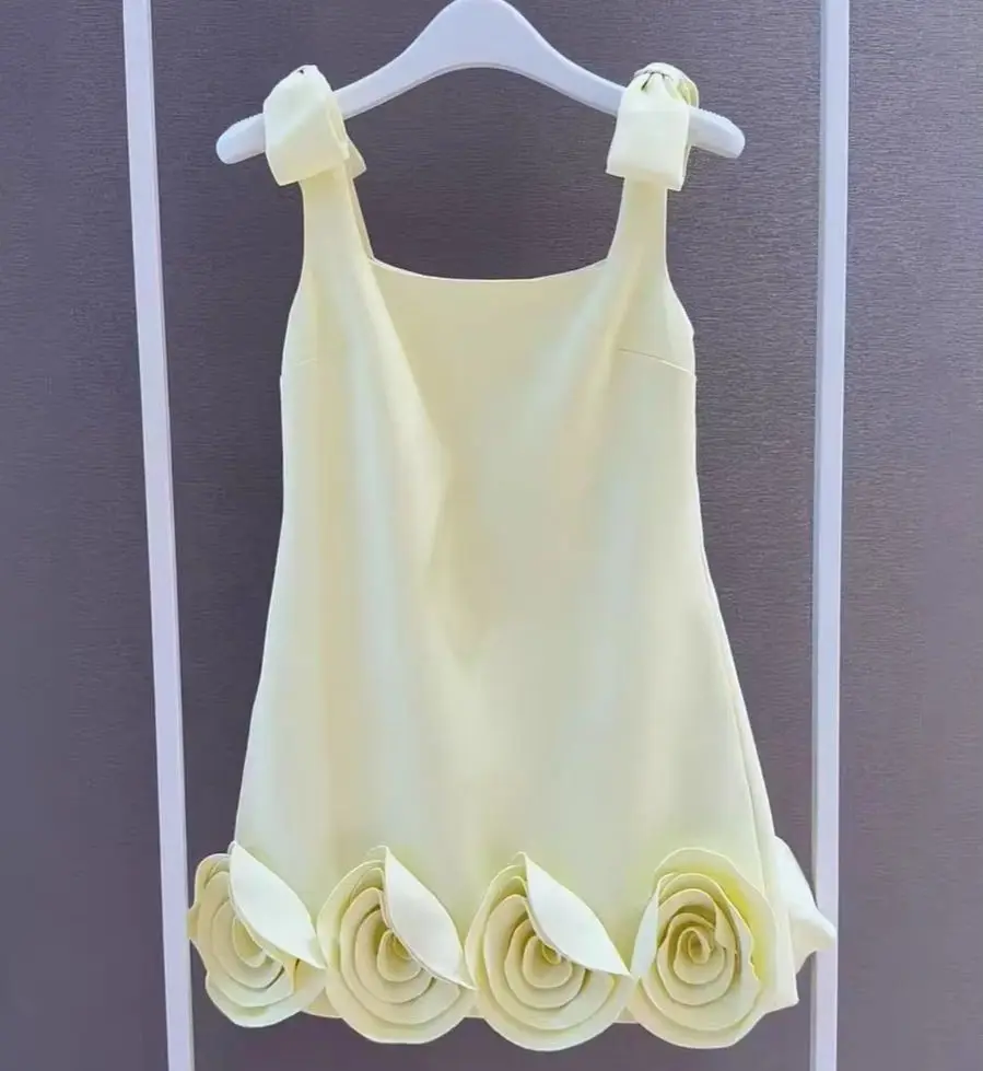 

Women three-dimensional flower tank dress sleeveless fashion mini dress