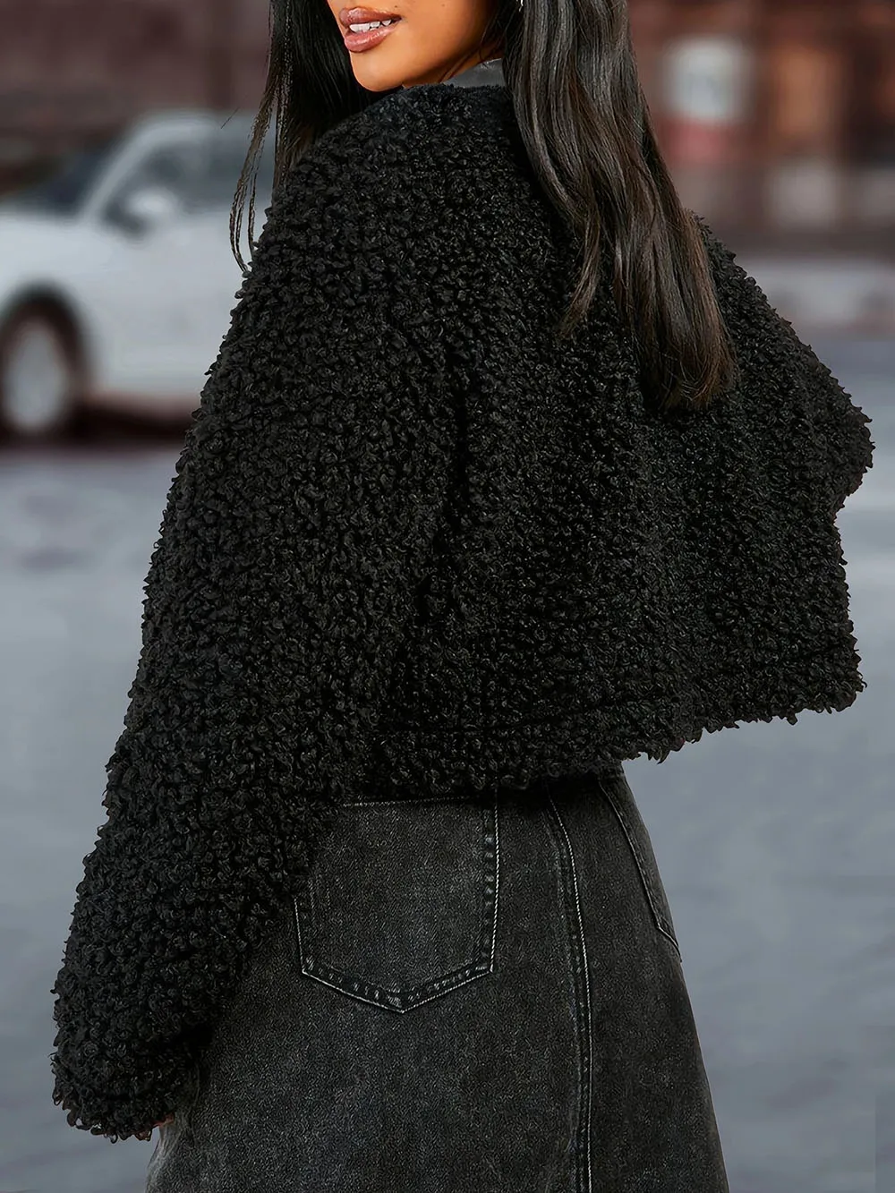 Hot Selling Faux Fur Round Neck Design Jacket Button Long Sleeve Top Casual Style Coats Daily Fashion Outerwear For Ladies