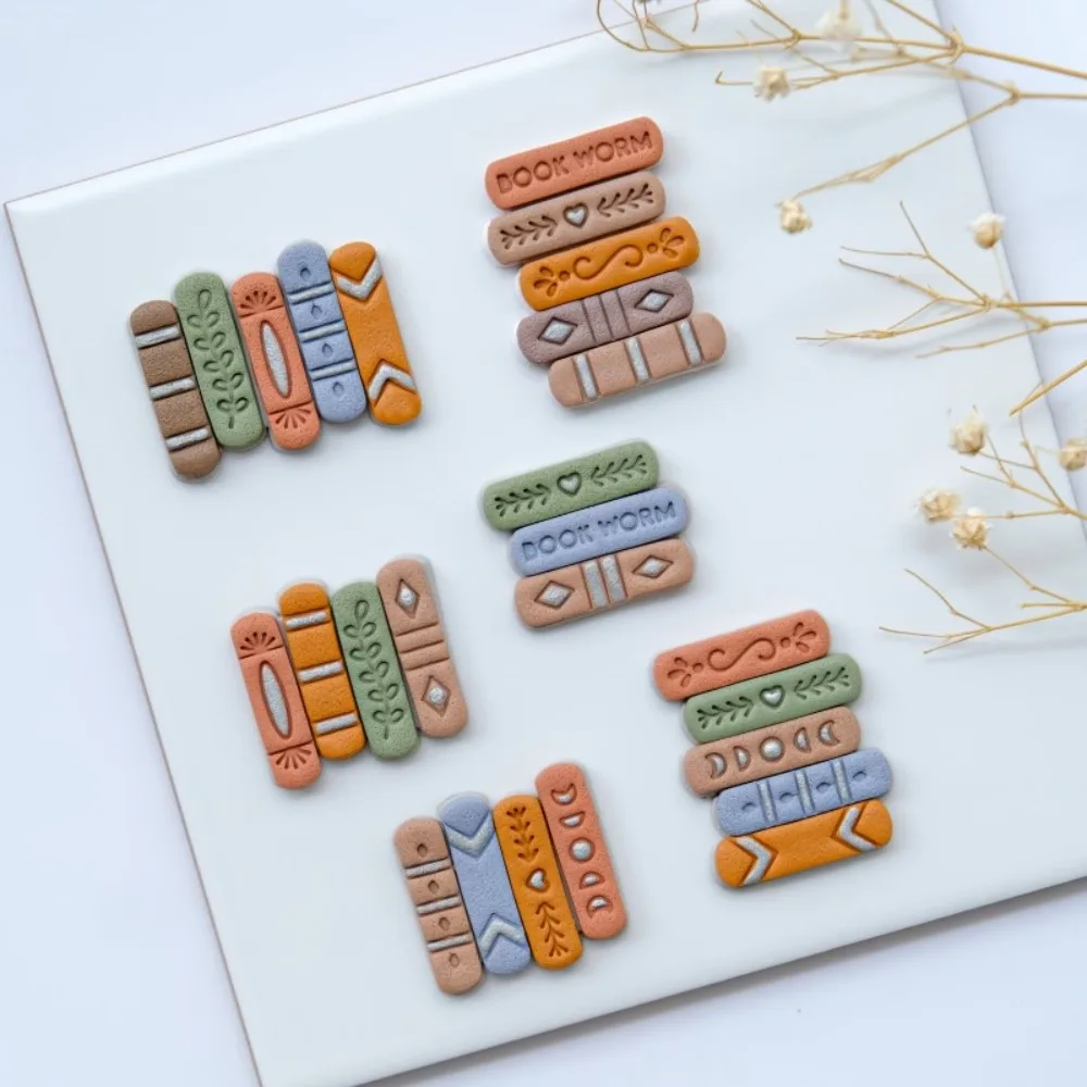 7pcs/set Book Stack Themed Polymer Clay Cutters Set  Stackable Book Molds for DIY Polymer Clay Artists & Crafters Jewelry Making - view 6