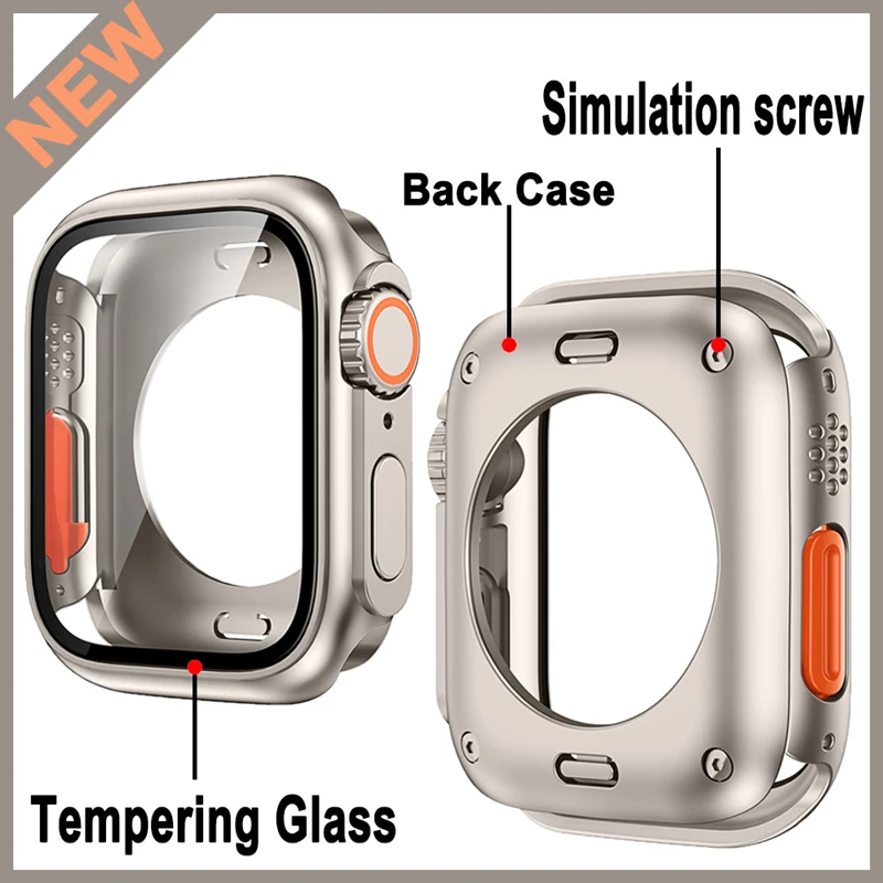 Screen Protector for Apple Watch 45mm 44mm 40 41 42mm 46mm Front Rear Bumper PC Case iwatch 11 10 9 8 7 SE 6 5 4 Change To Ultra