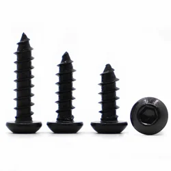 Grade 8.8 Carbon Steel Pan Head Hexagon Socket Self Tapping Screws M3 M4 5M M6 Round Button Head Hex Self-tapping Screw