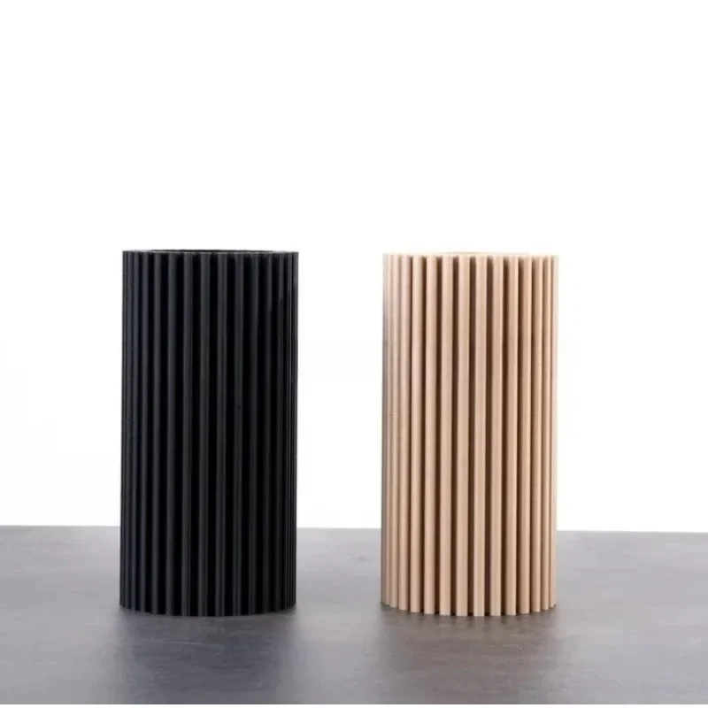 Handcrafted unique wooden vase round bamboo with simple floral elegance, suitable for modern or antique living room decoration