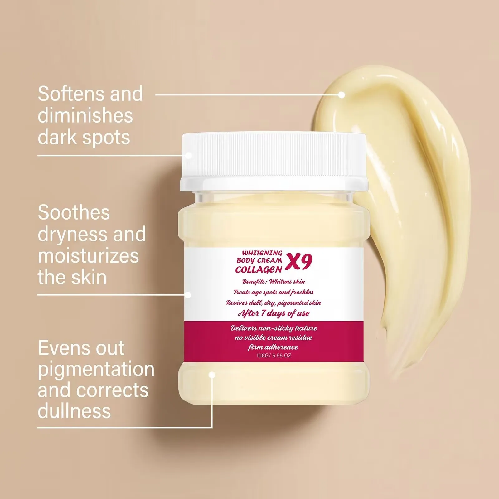 X9 Gold Glutathione Whitening Body Lotion Moisturizing Brightening and Firming Body Cream 100g