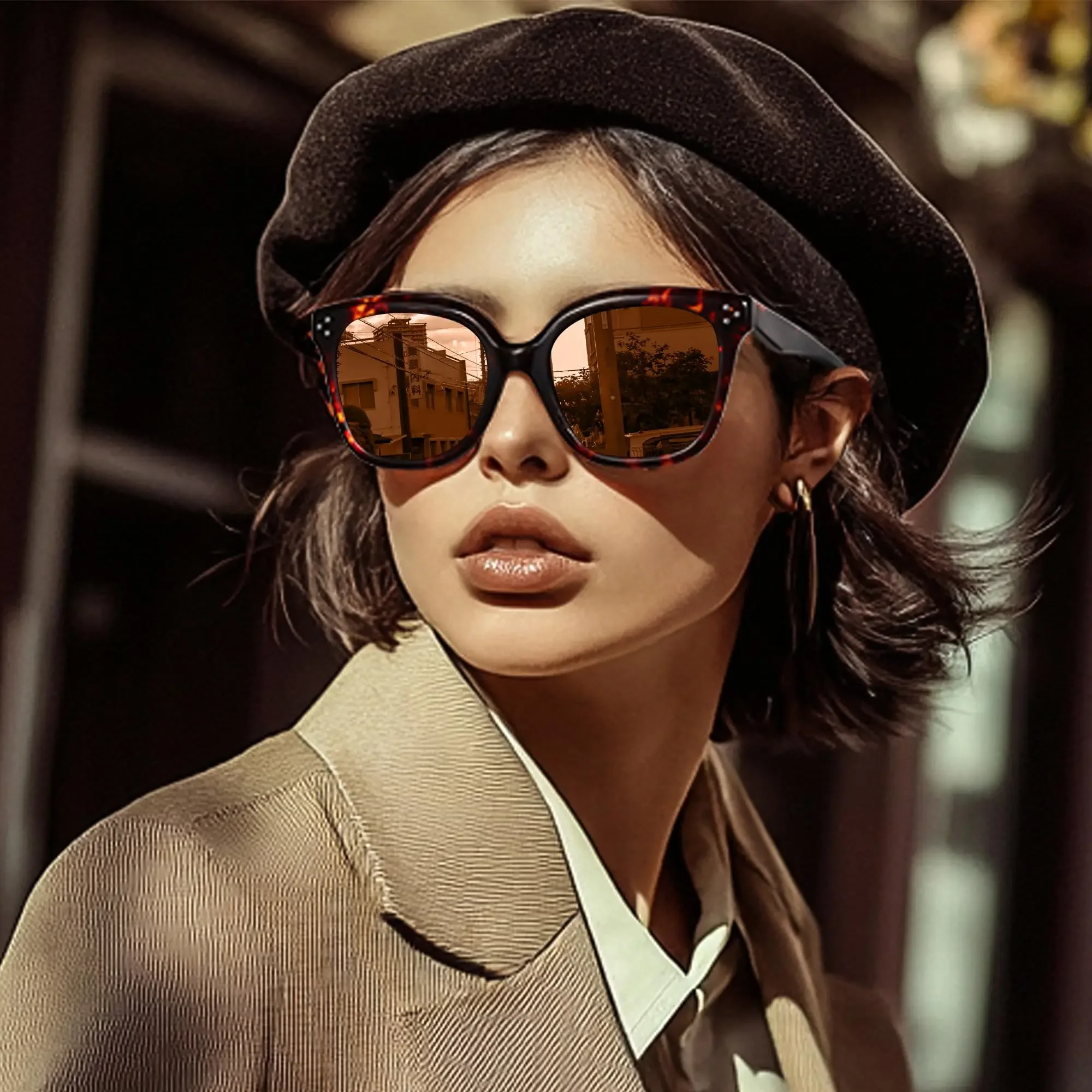 

BLUEMOKY пляжные солнцезащитные очки в ацетатной оправе для женщин квадратные поляризованные солнцезащитные очки UV400 модные классические