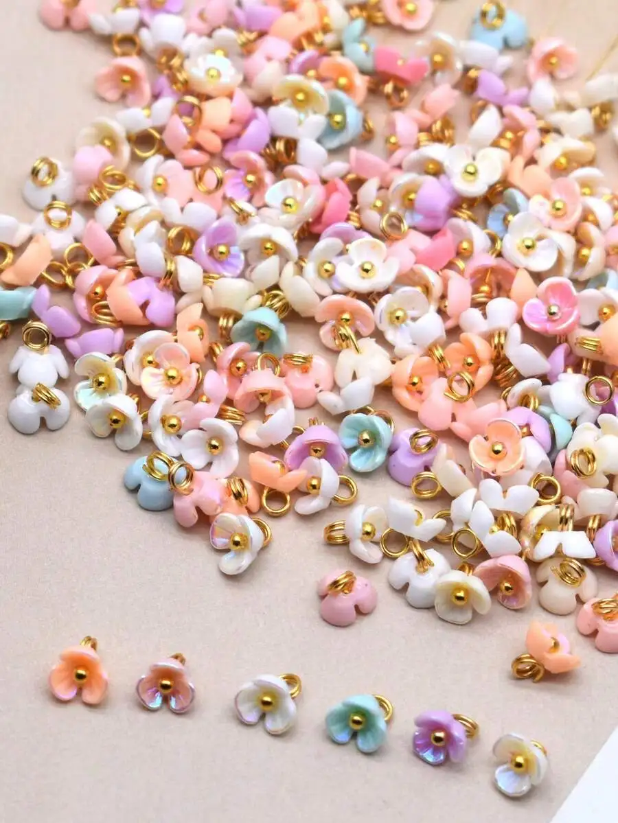 15pcs Acrylic Flower Charms Pendants For DIY Jewelry Making