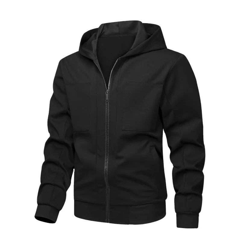 

Мужской однотонный повседневный спортивный универсальный кардиган с капюшоном, модная куртка-толстовка с длинными рукавами