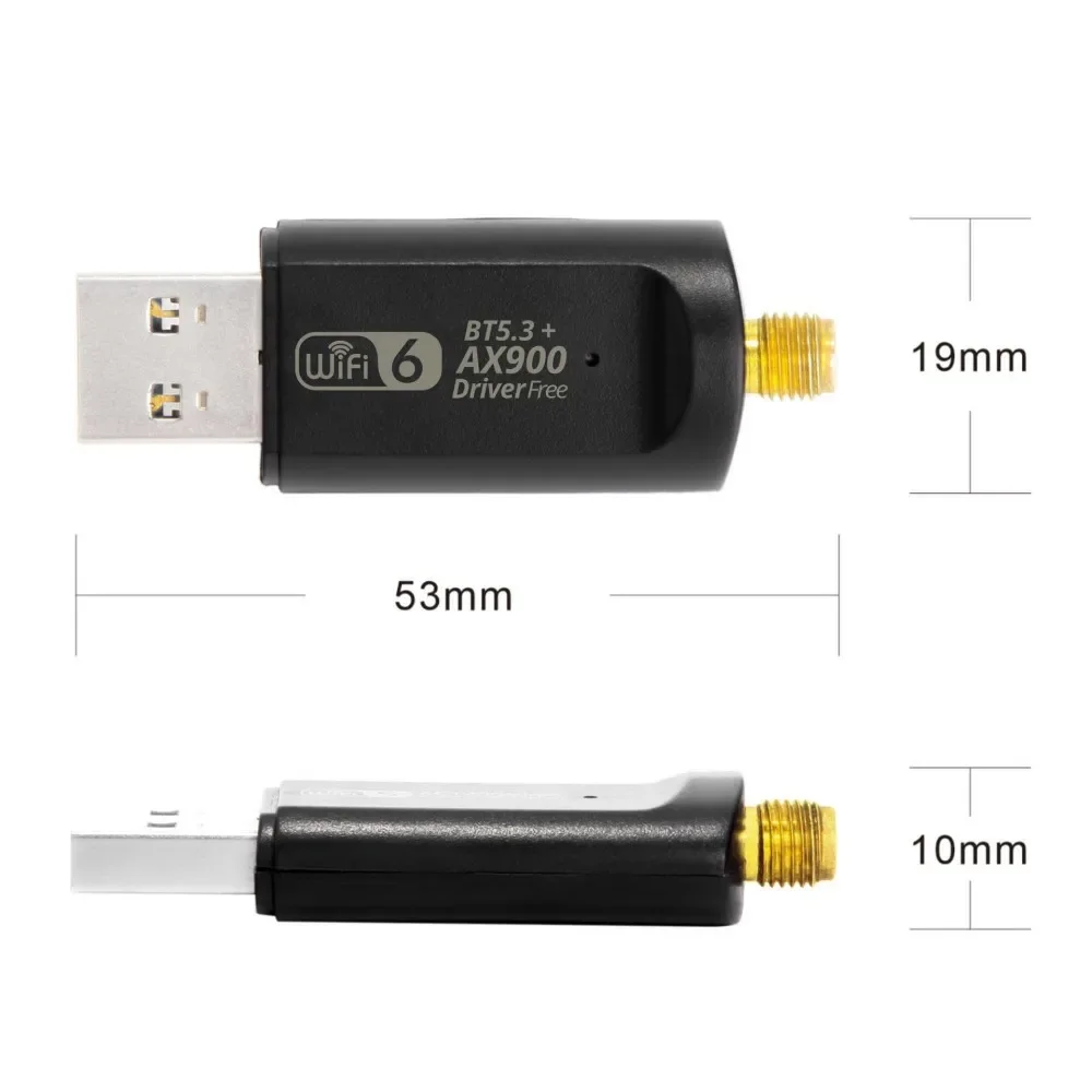 USB 와이파이 어댑터 듀얼 밴드 블루투스 5.3 6 동글, 무선 와이파이 리시버, PC 및 노트북 드라이버 무료, Win10/11 AX900, 2 in 1