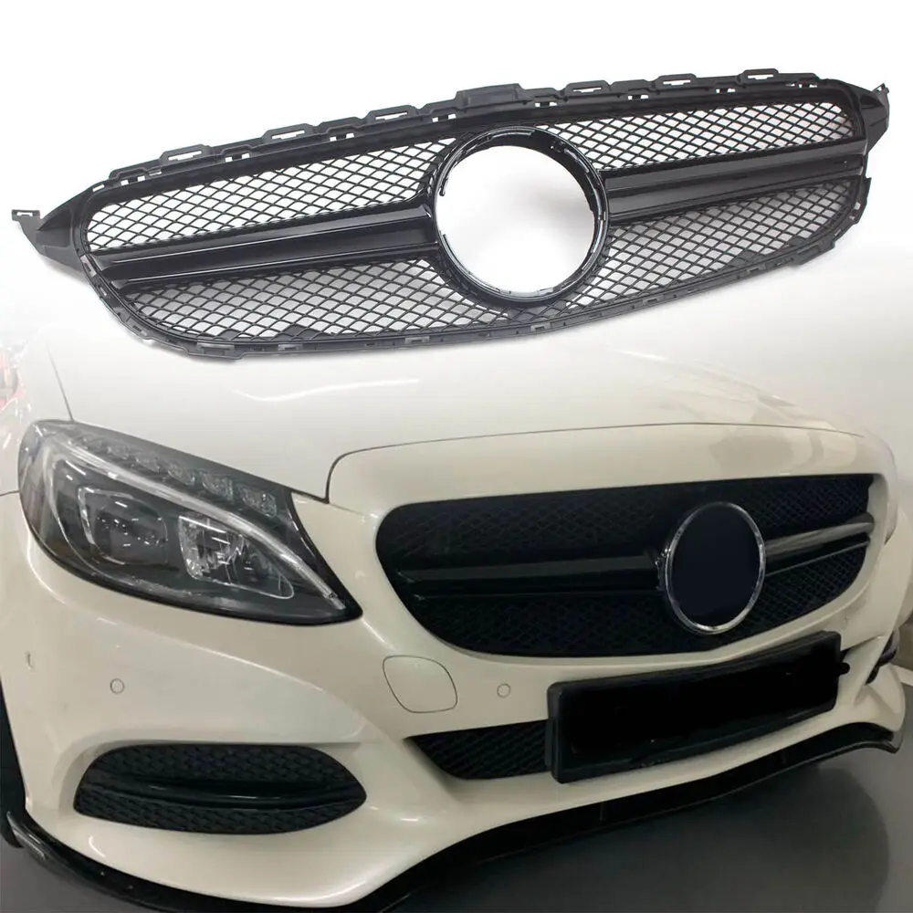 

Front Bumper Grille C63 Style For Mercedes Benz W205 C200 C250 2015-18 Black