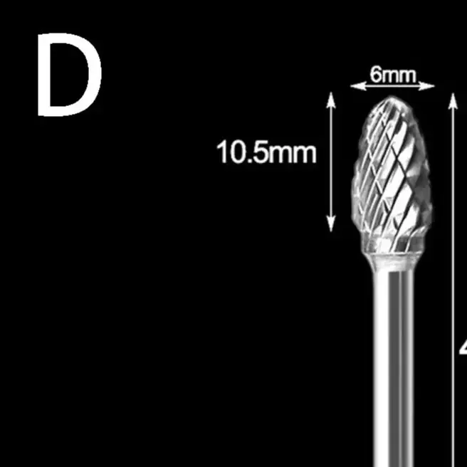 

10pc 3x6mm Tungsten Carbide Burrs Rotary Drills Die Grinder Carving Bits DoubleCut Tungsten Steel Grinding Head Hard Alloy Files