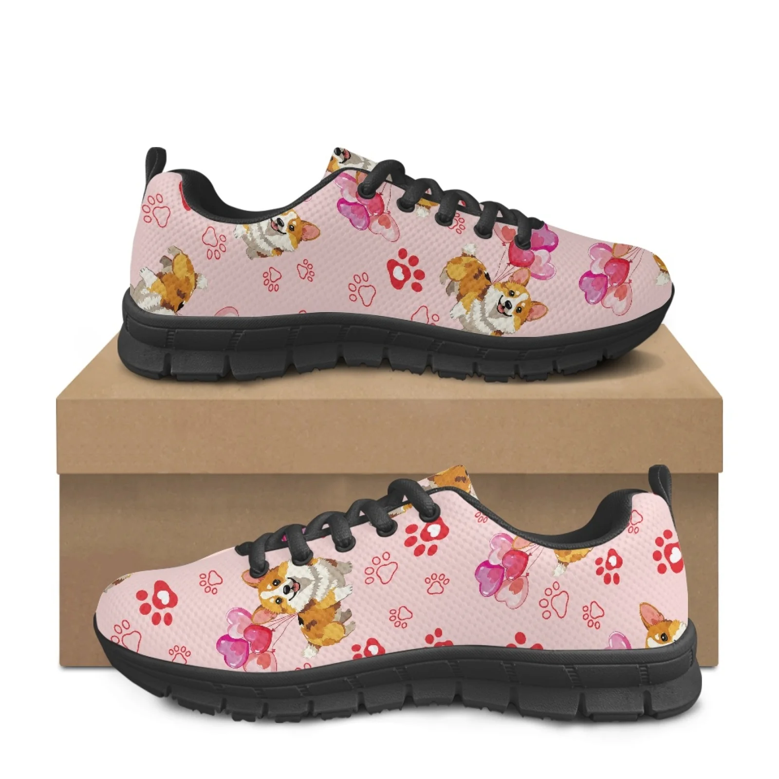 Coloranimal Dog Women Soft Cushioned Athletic Shoes for Hospital Leisure Athletic Work Shoes for Driving