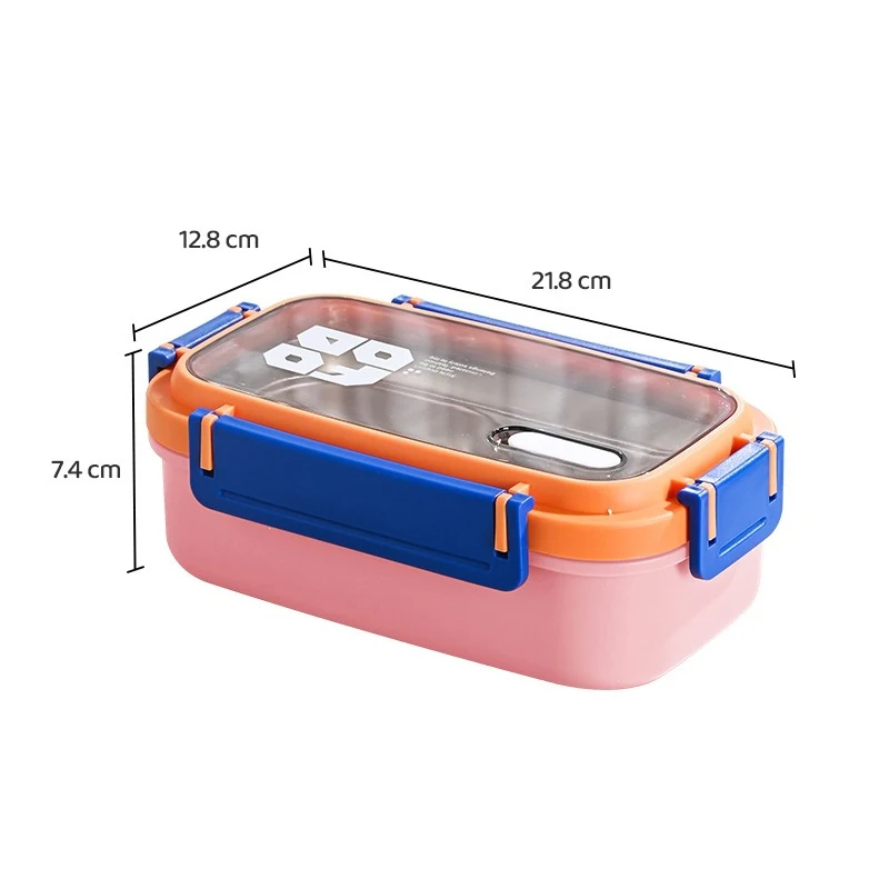 304 Stainless Steel Divided Kid Lunch Box Heat Insulated Anti-Scald Bento Food Container Portable Compartment Meal Box with Lock - view 2