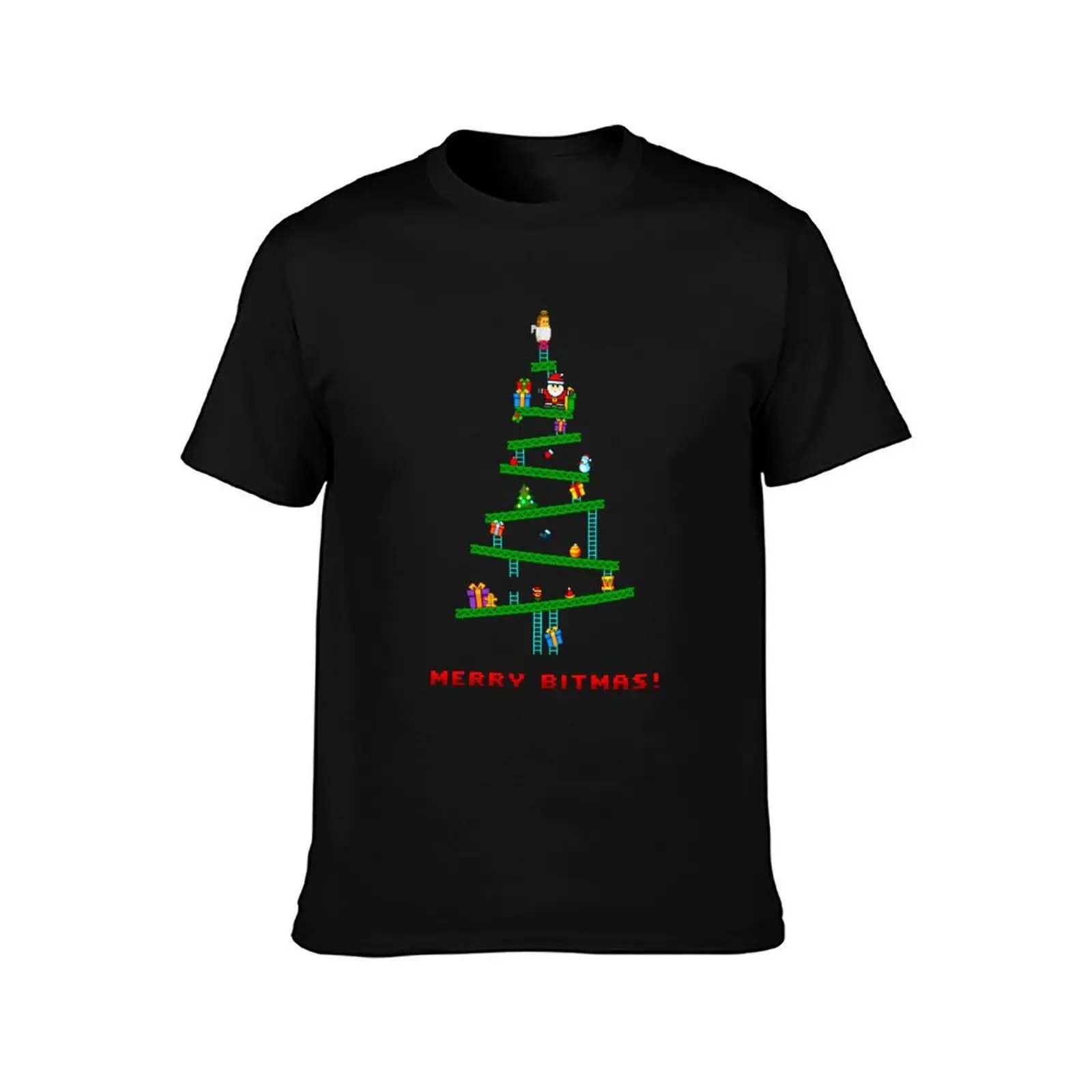 Merry Bitmas! T-Shirt, Summer Casual Cotton Tee, Oversized Streetwear Tops, Vintage Graphic Print, Loose Fit Short Sleeve