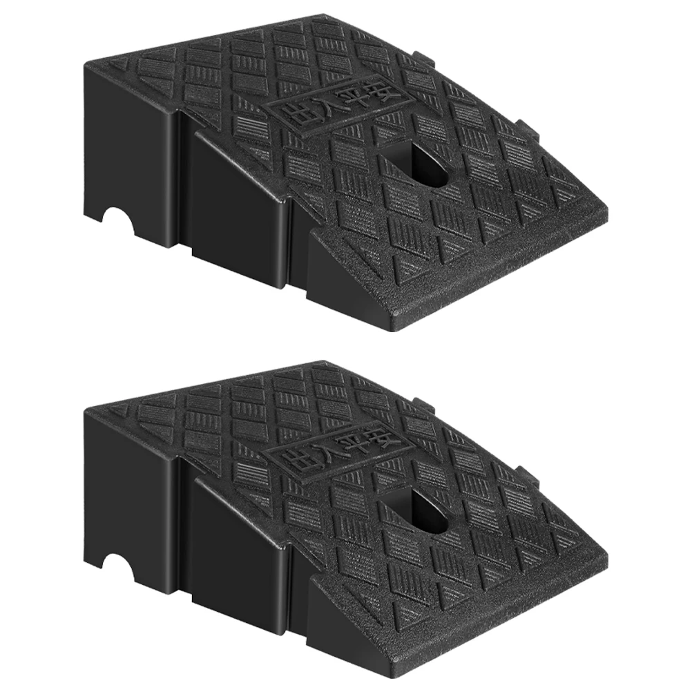 

2 Pcs Cars Ramp Pad Ramps Wheelchair Driveway Step Mat Black Door for Wheelchairs Portable