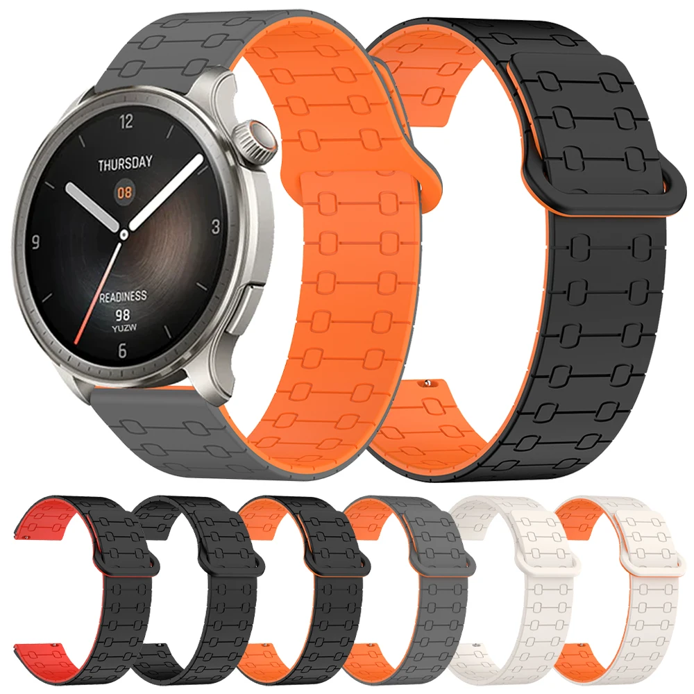 22mm Magnetic Loop bands For Amazfit GTR/2/2e/3/3pro/GTR 4/47mm/stratos silicone watch bracelet Amazfit bip 6 5/BALANCE 2 strap