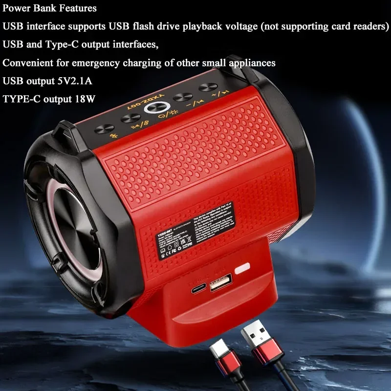 For Makita For DeWalt For Bosch For Milwaukee For M18 Lithium Battery 3D Surround Sound HiFi High Fidelity Speaker Audio Sound