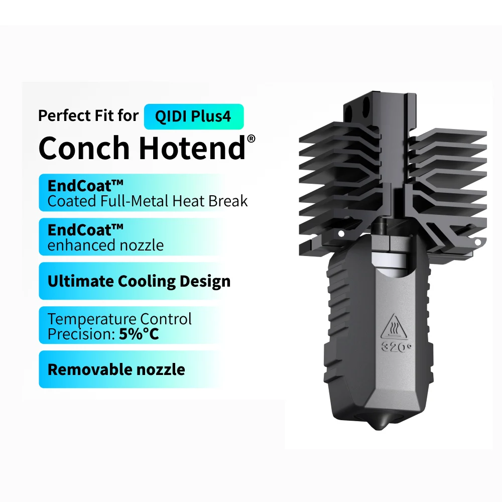 

Phaetus for QIDI Plus4 3d Printer Conch Hotend with Endcoat Nozzle 0.2 0.4 0.6 0.8mm For QIDI 3d Printer