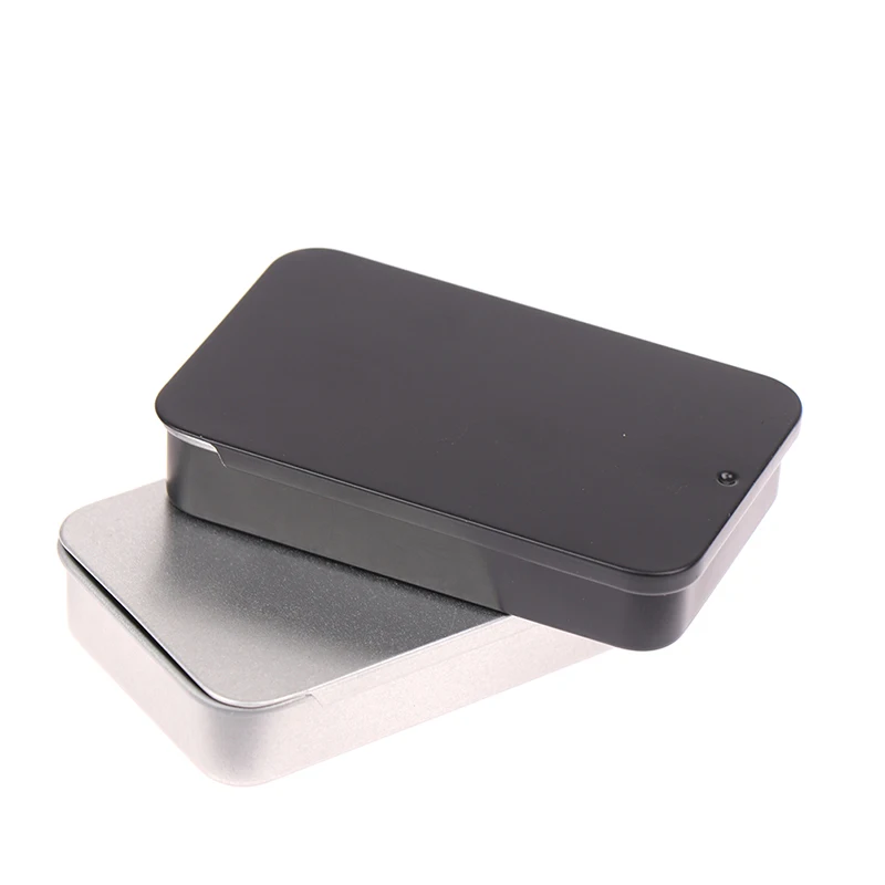 Mini Iron Storage Box, Portable Tin Container, Slide Cover, 80x50x15mm