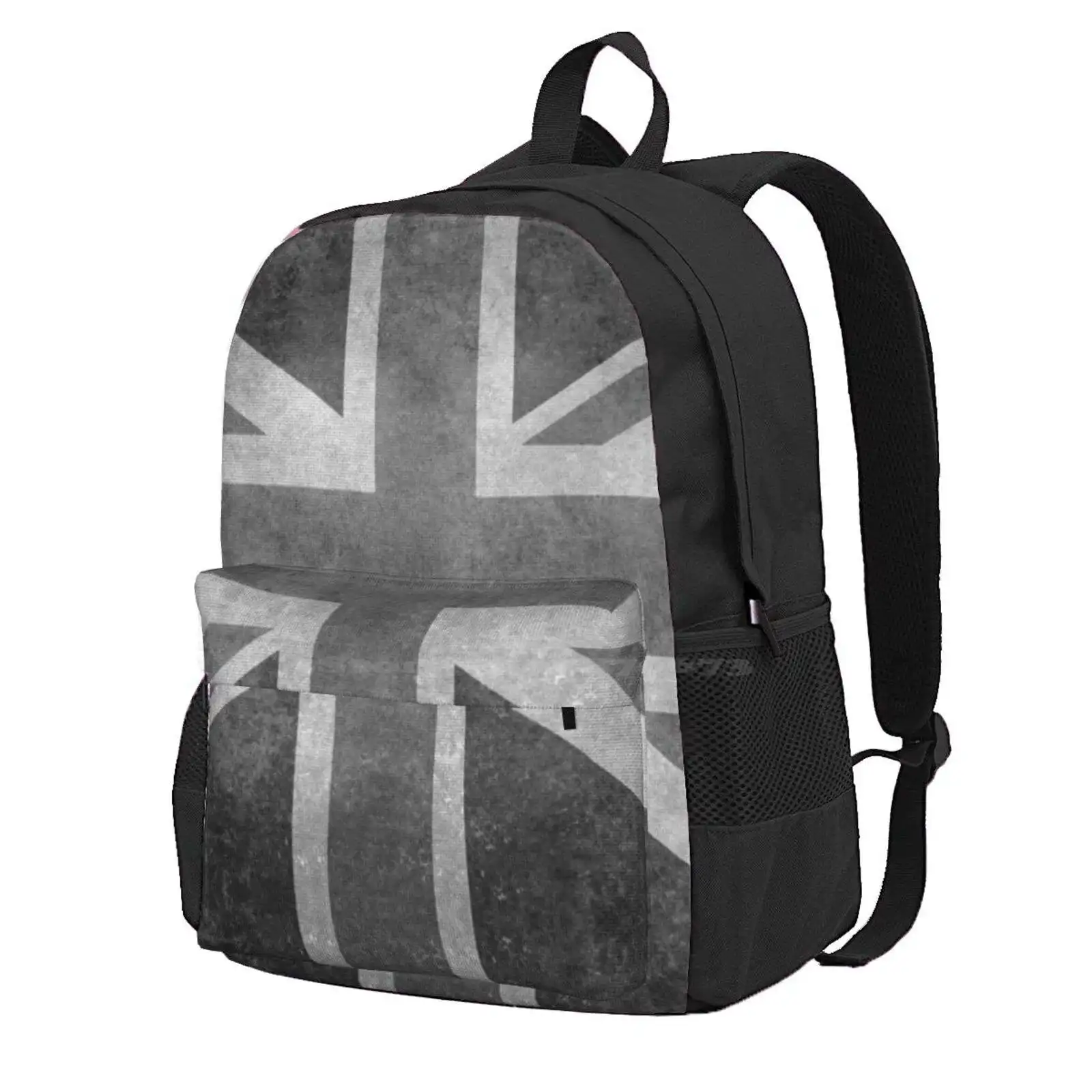 Union Jack Vintage 3:5 Version In Grayscale Hot Sale Schoolbag Backpack Fashion Bags Jack Union London Uk Cross Dirty Flag Aged